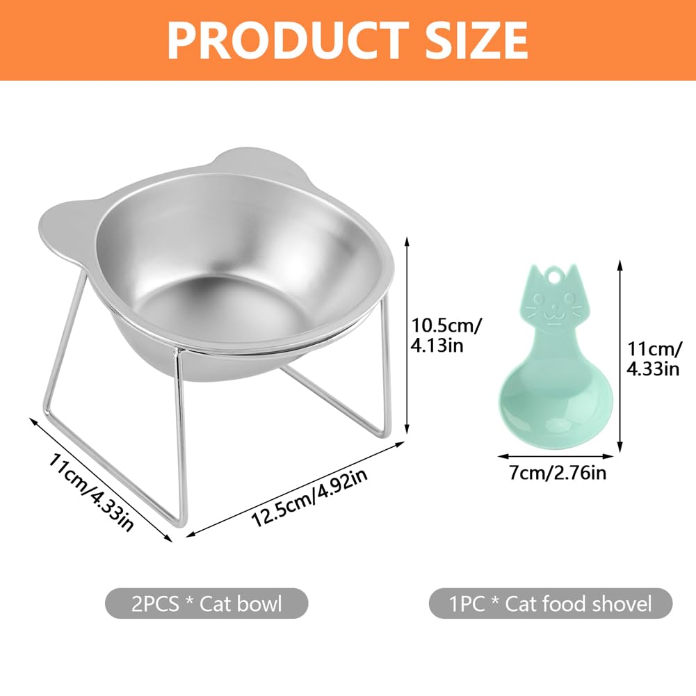 2 Pack Stainless Steel Elevated Cat Bowls P9443