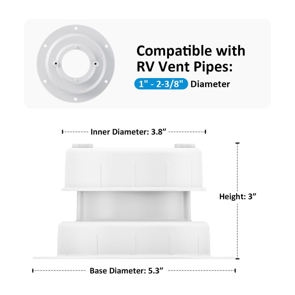 Aluminum RV Plumbing Vent Cap, Camper Roof Sewer Cap White 2 Packs R443