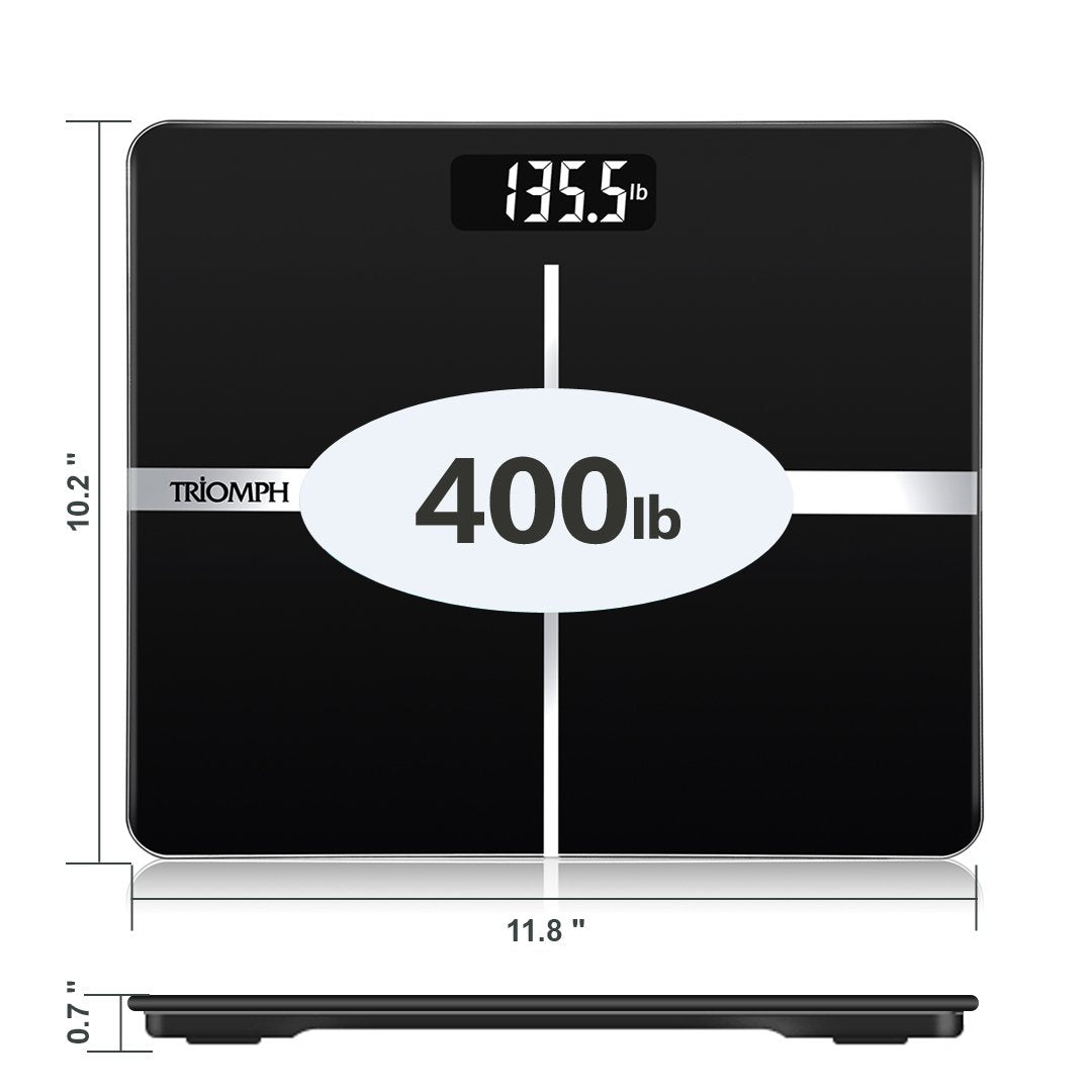 Black Digital Bathroom Scale with Backlit Display G749475