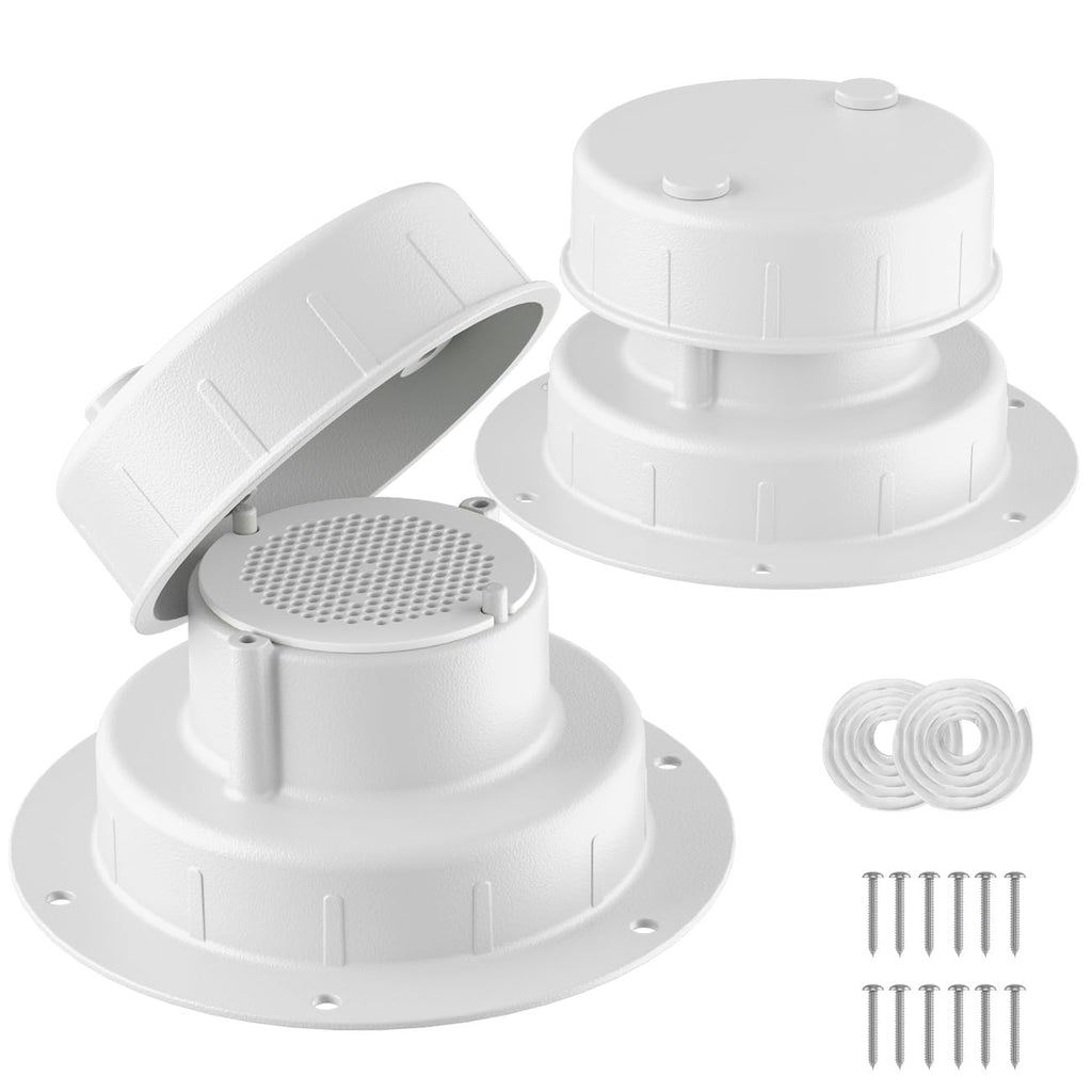 Aluminum RV Plumbing Vent Cap, Camper Roof Sewer Cap White 2 Packs R443