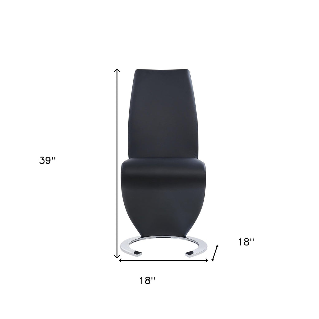 Set of Two Black and Silver Faux Leather Dining Chairs A1399