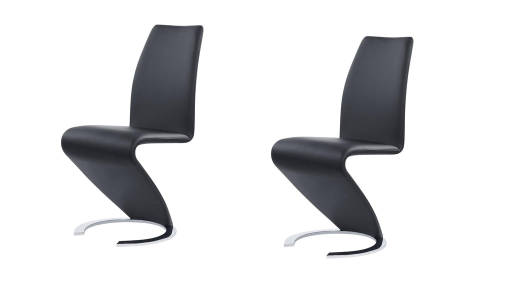 Set of Two Black and Silver Faux Leather Dining Chairs A1399