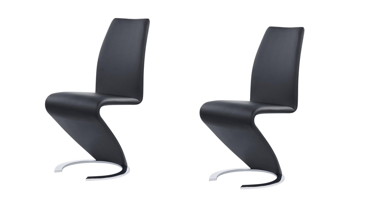 Set of Two Black and Silver Faux Leather Dining Chairs A1399