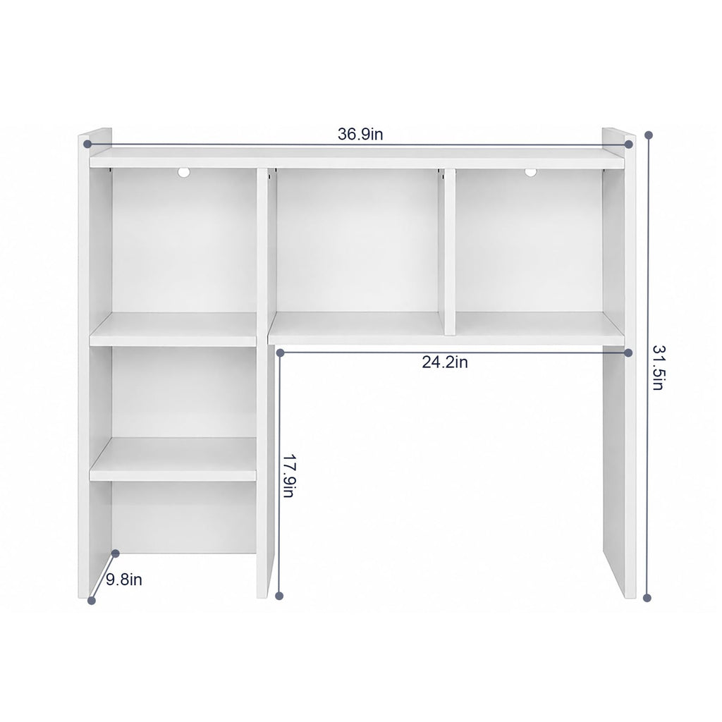 White Desk Hutch with 5 Shelves Q6745