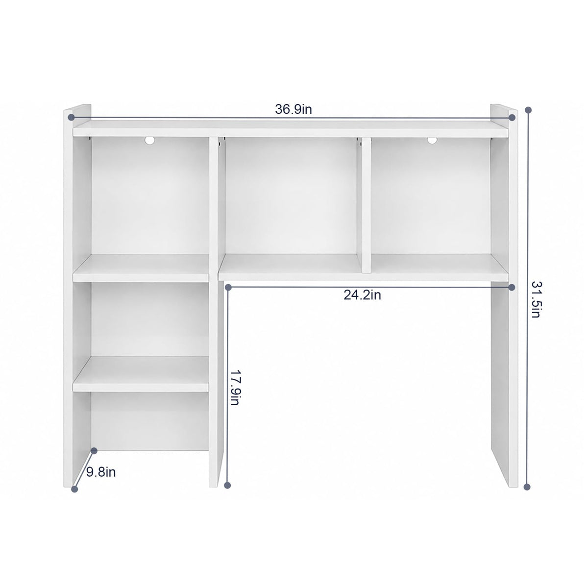 White Desk Hutch with 5 Shelves Q6745