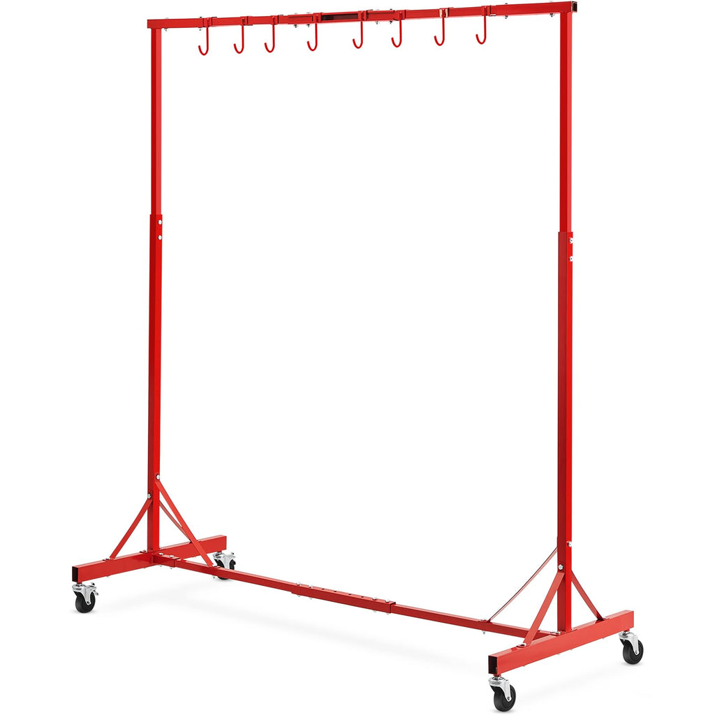 Adjustable Height 66 lbs Capacity Painting Rack with 8 Hooks and 4 Swiveling Wheels P388612