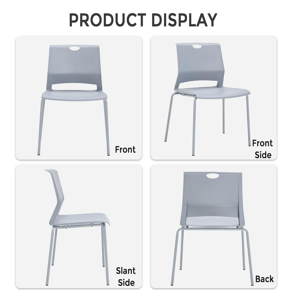 Grey Stack Chairs Set of 4 with Metal Legs F9678