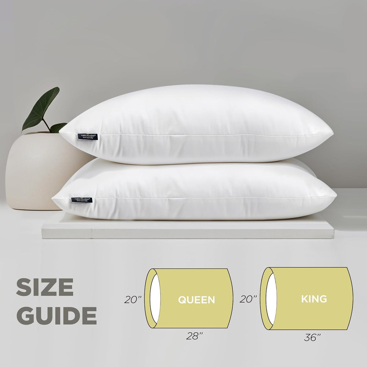 100% Organic Cotton Cover King Size Bed Pillows Set of 2 T115207
