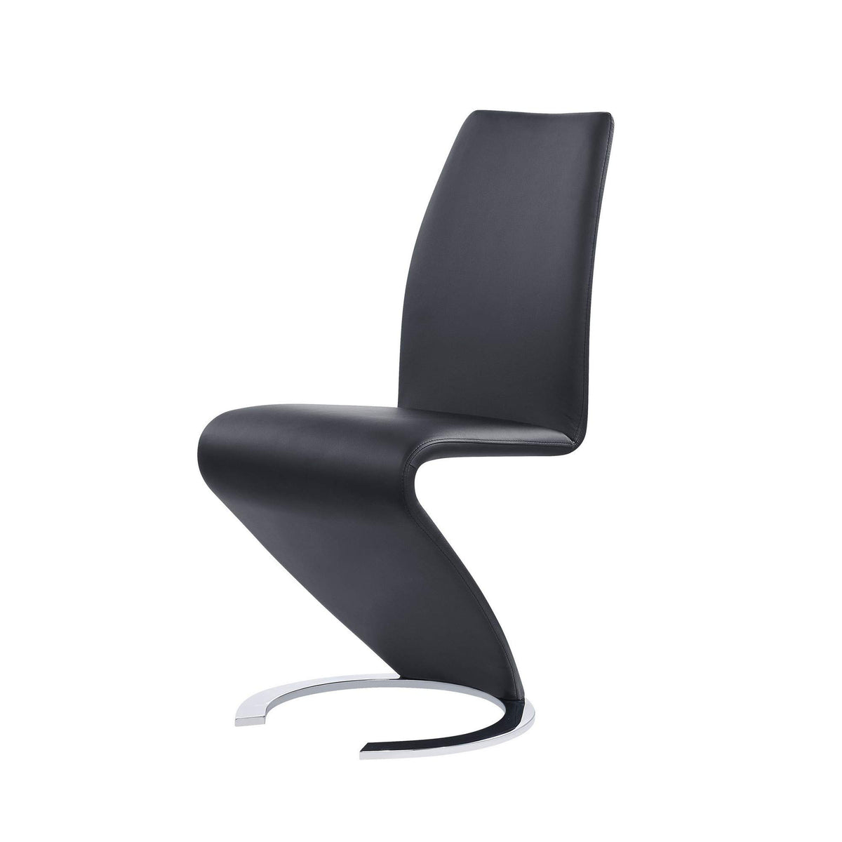 Set of Two Black and Silver Faux Leather Dining Chairs A1399
