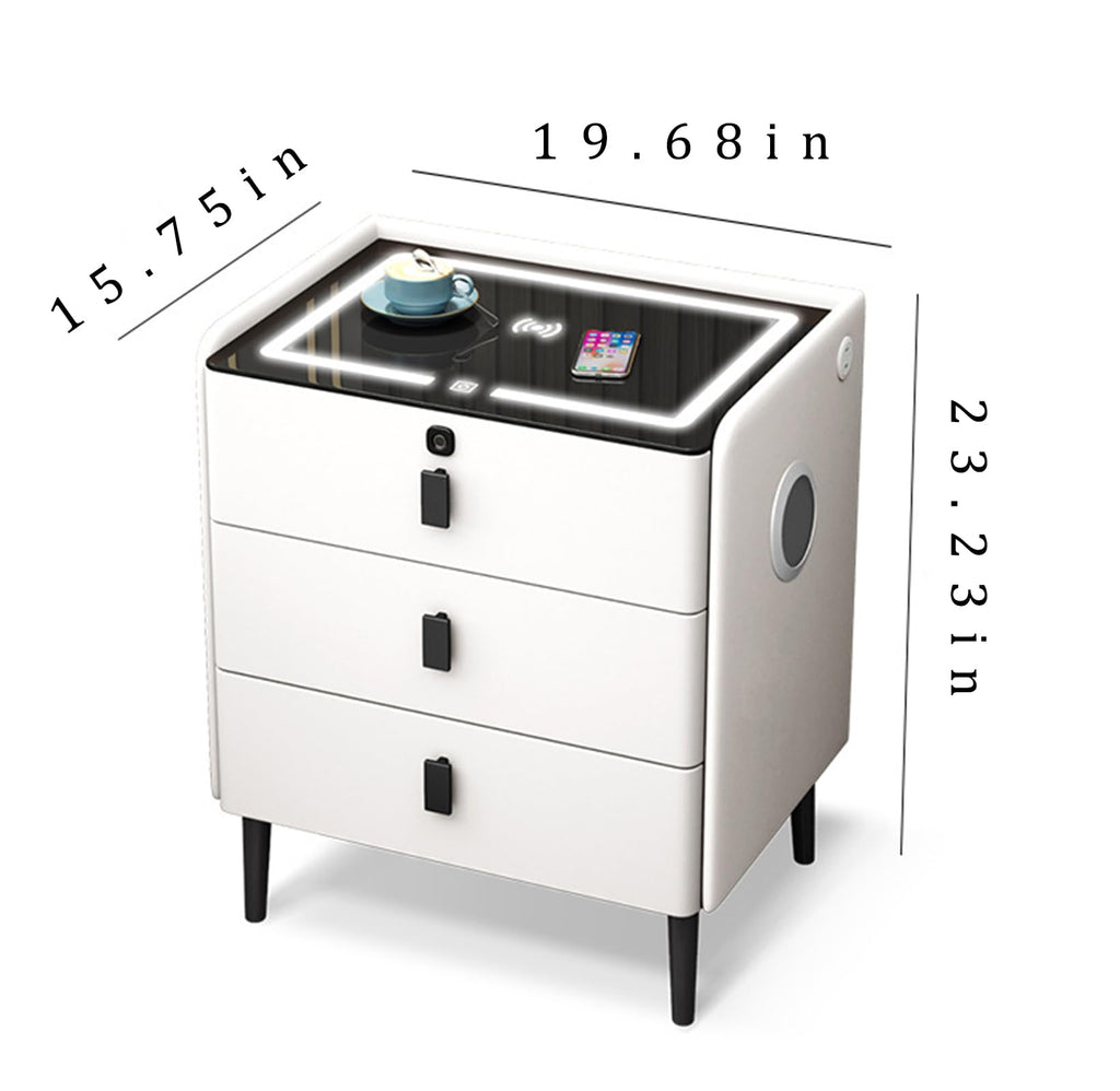 Khaki 3 Drawer Smart Nightstand with Wireless Charging E644243