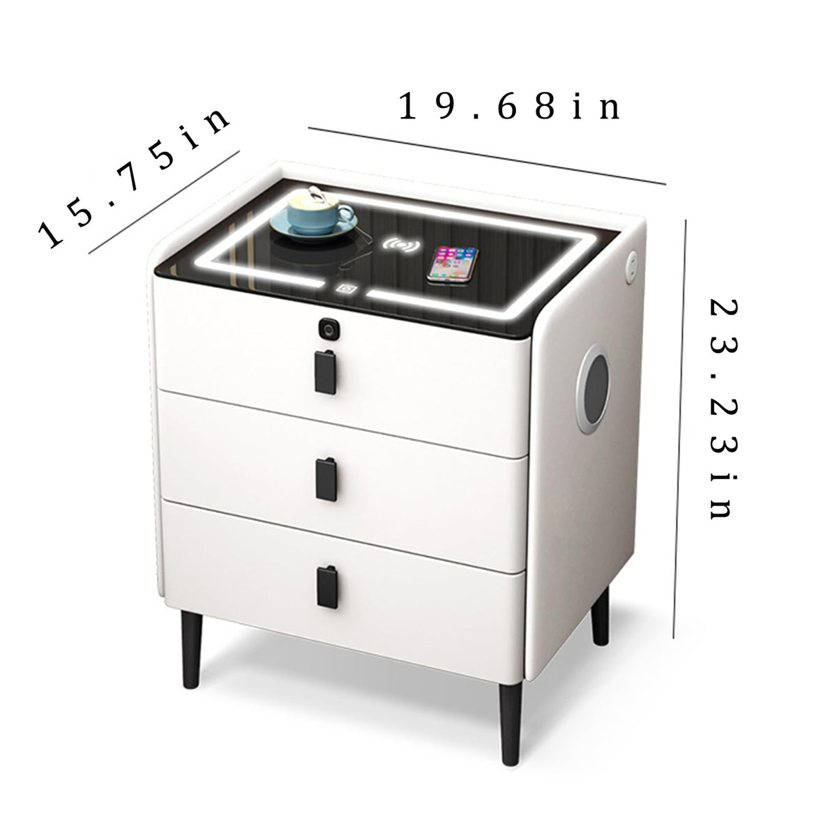 Khaki 3 Drawer Smart Nightstand with Wireless Charging E644243