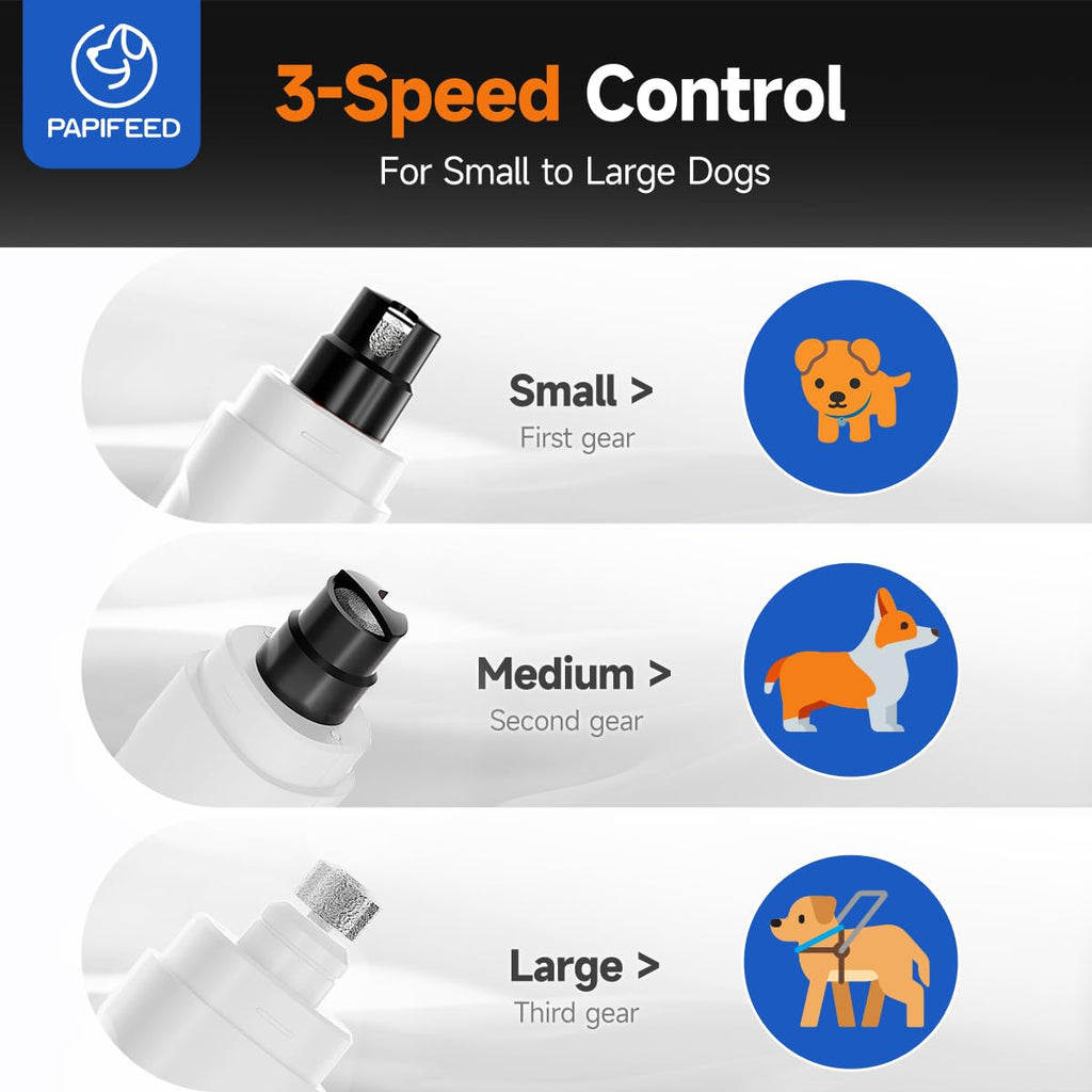 Ultra Quiet 3-Speed Rechargeable Dog Nail Grinder with LED Light S448796