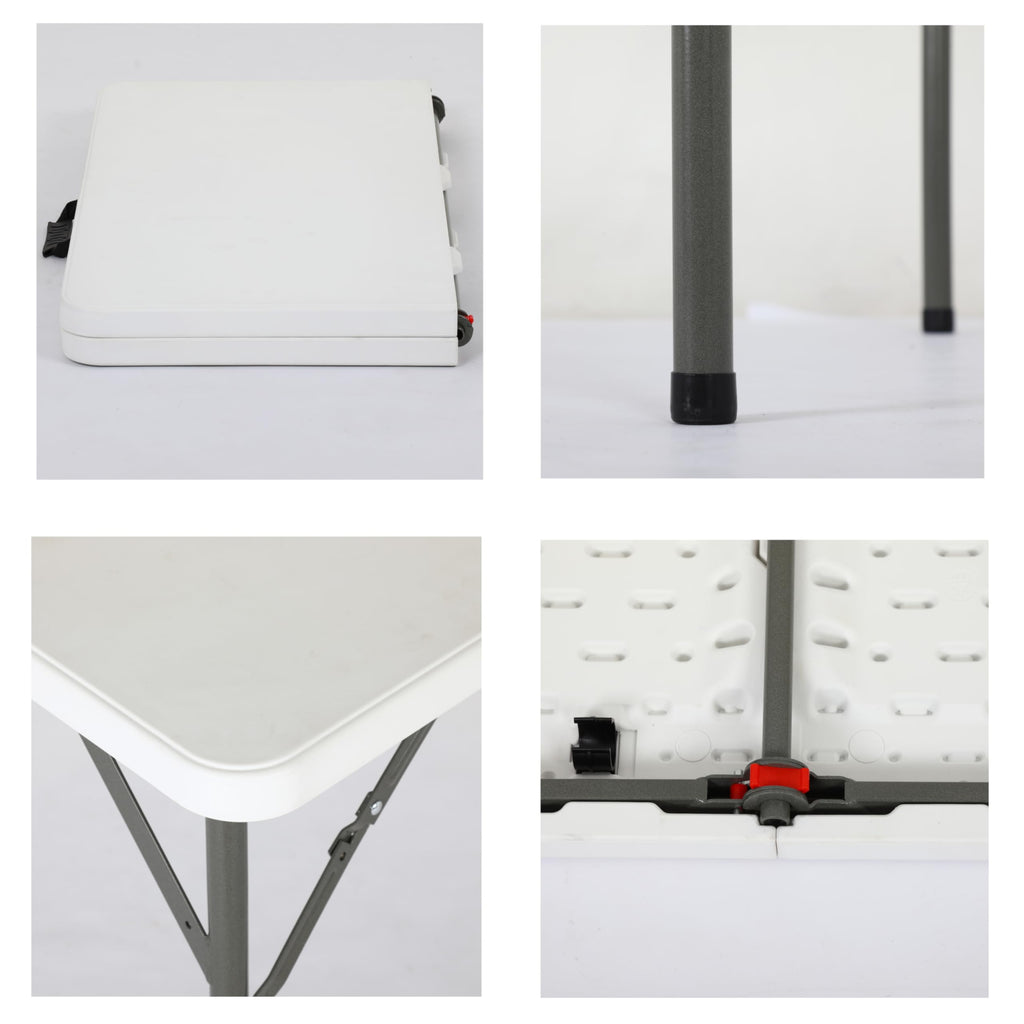 34" Folding Card Table Heavy Duty Plastic Square Table with Handle and Lock E760