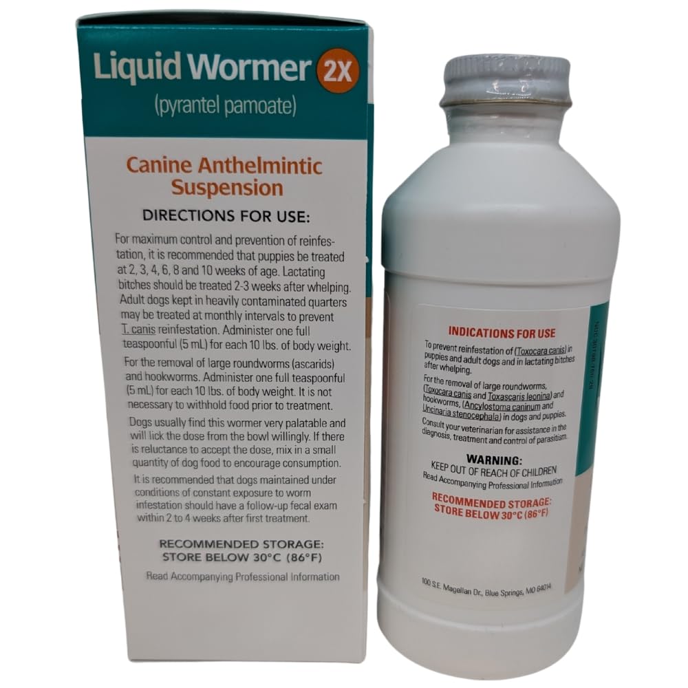 2 oz Pyrantel Pamoate Liquid Wormer for Dogs and Puppies N77266
