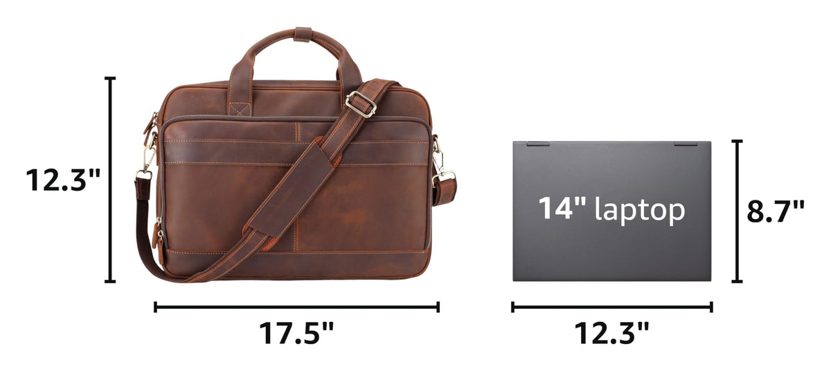 Full Grain Leather Briefcase Fits 15.6 Inch Laptop N17896