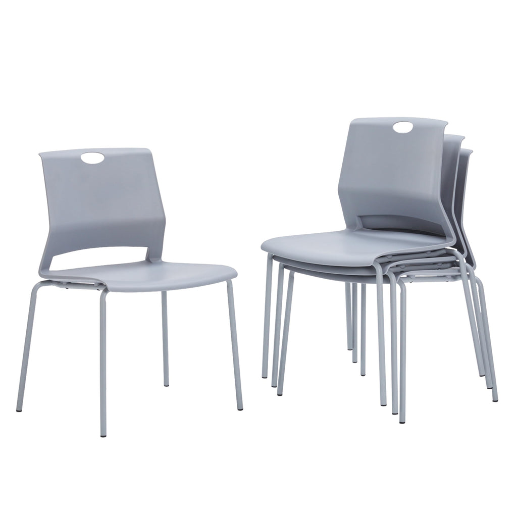 Grey Stack Chairs Set of 4 with Metal Legs F9678