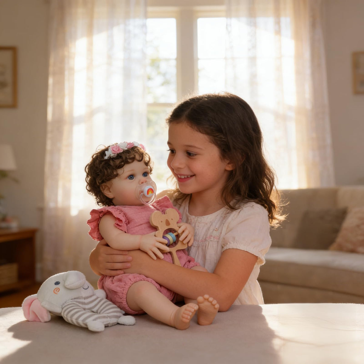 20 Inch Reborn Baby Dolls Girl with Curly Rooted Hair L74755