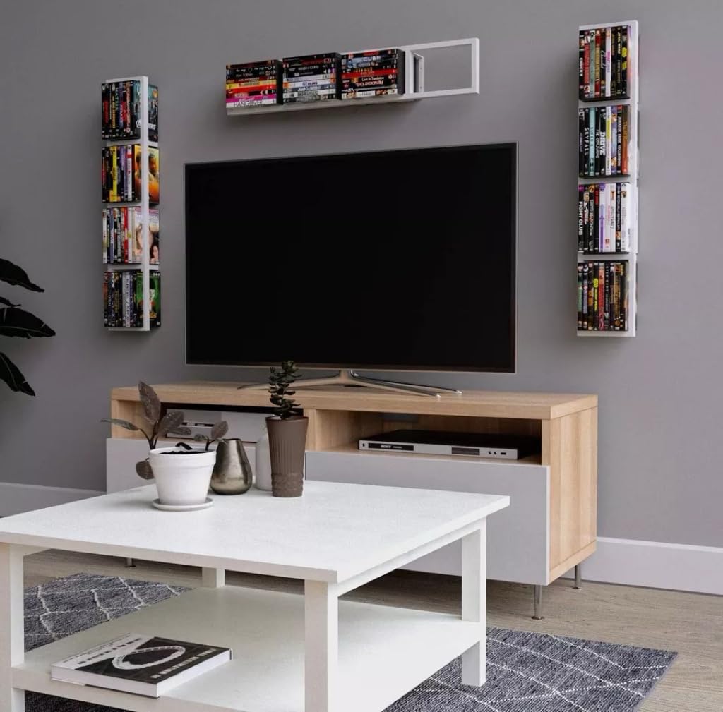 34 Inch White Metal CD Storage Shelf N589