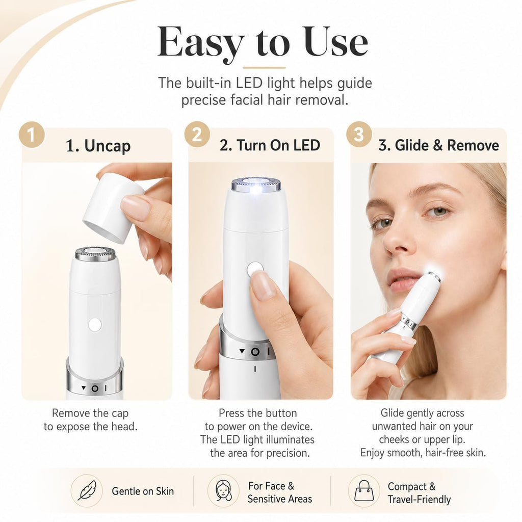 Portable Electric Facial Hair Remover with LED Light B5775