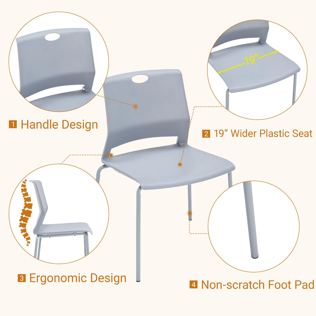 Grey Stack Chairs Set of 4 with Metal Legs F9678