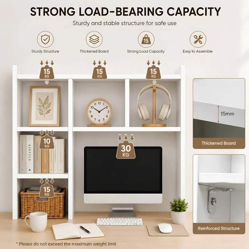 White Desk Hutch with 5 Shelves Q6745