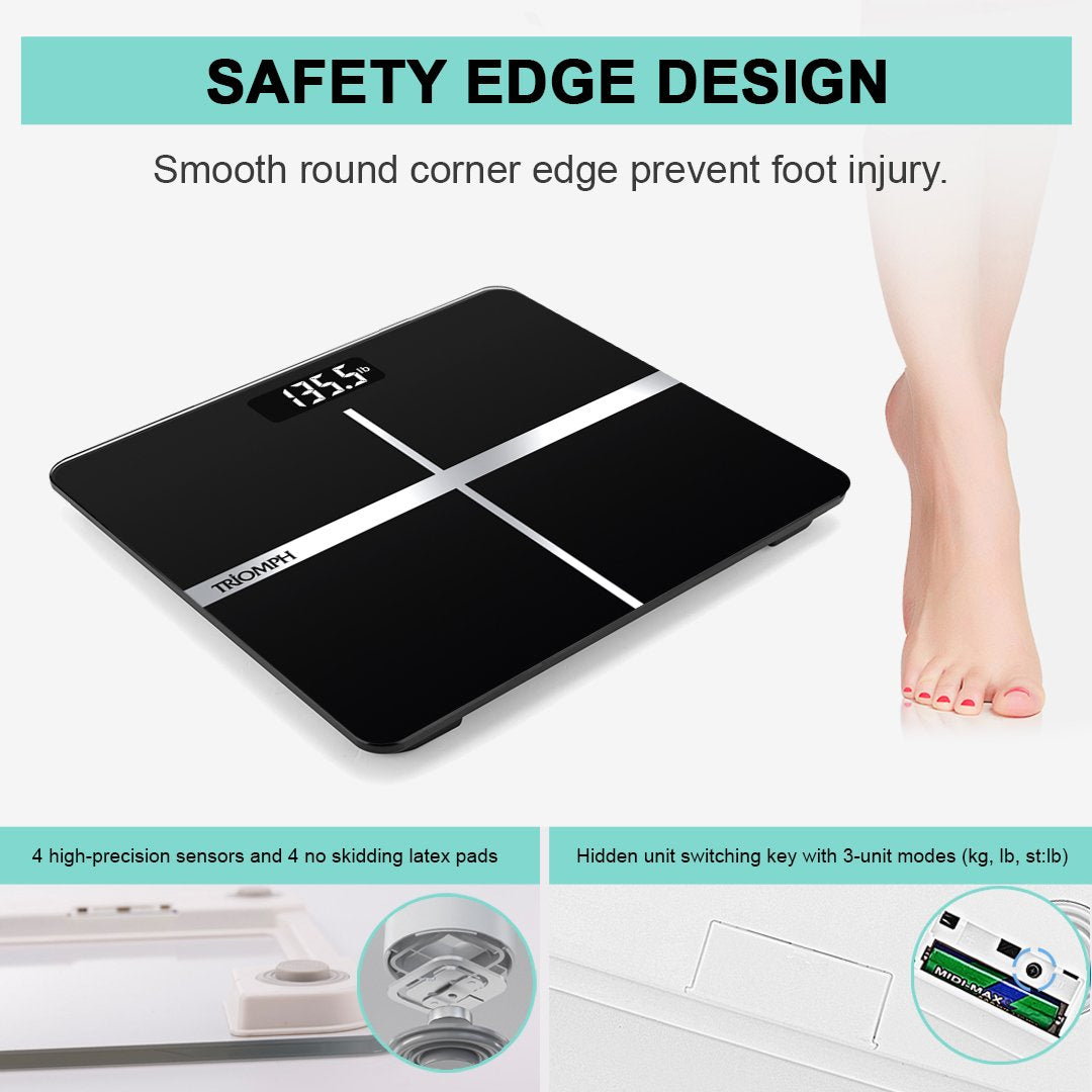 Black Digital Bathroom Scale with Backlit Display G749475