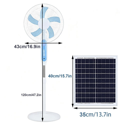 16 Inch Solar Powered Pedestal Fan with Solar Panel E9083