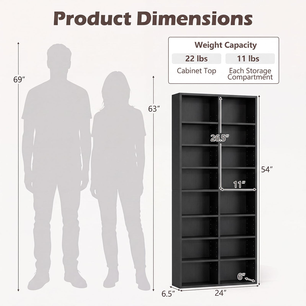Black 16 Shelf CD DVD Rack X2115