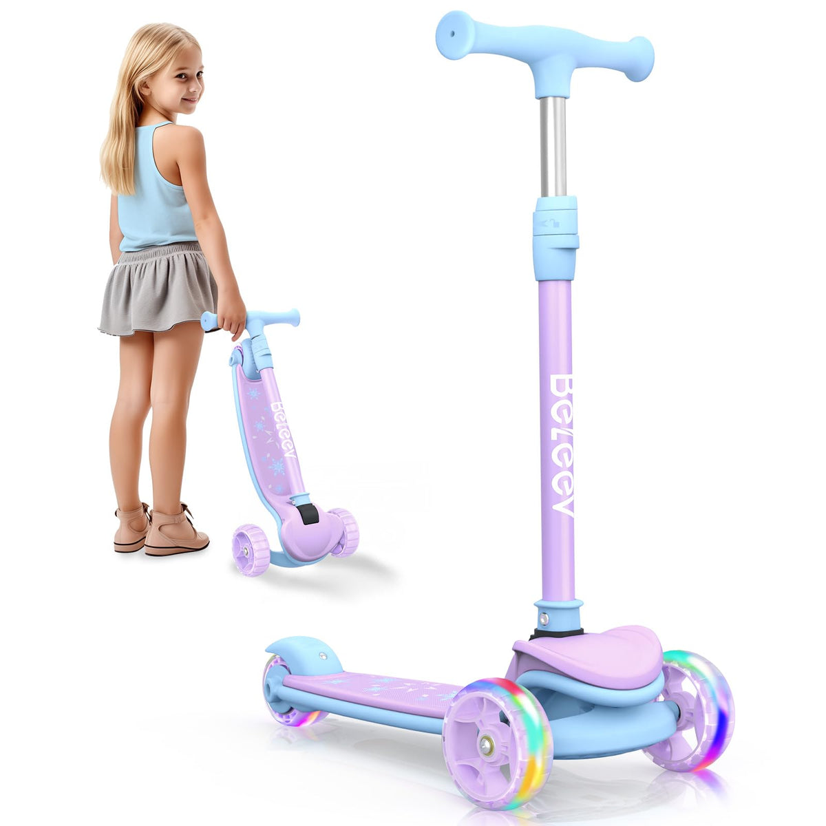 3 Wheel Folding Kick Scooter with LED Light-Up Wheels B247