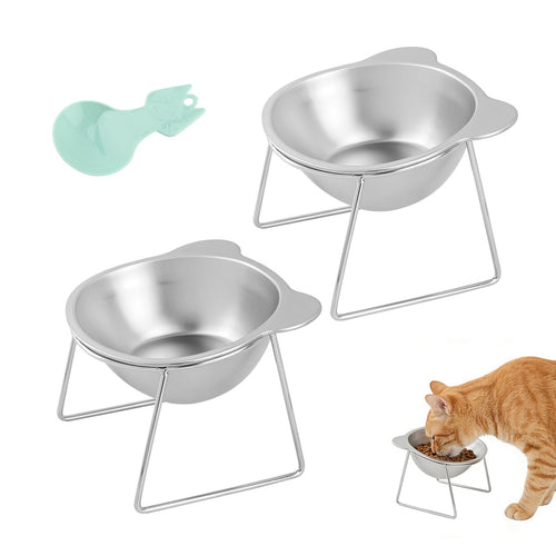2 Pack Stainless Steel Elevated Cat Bowls P9443