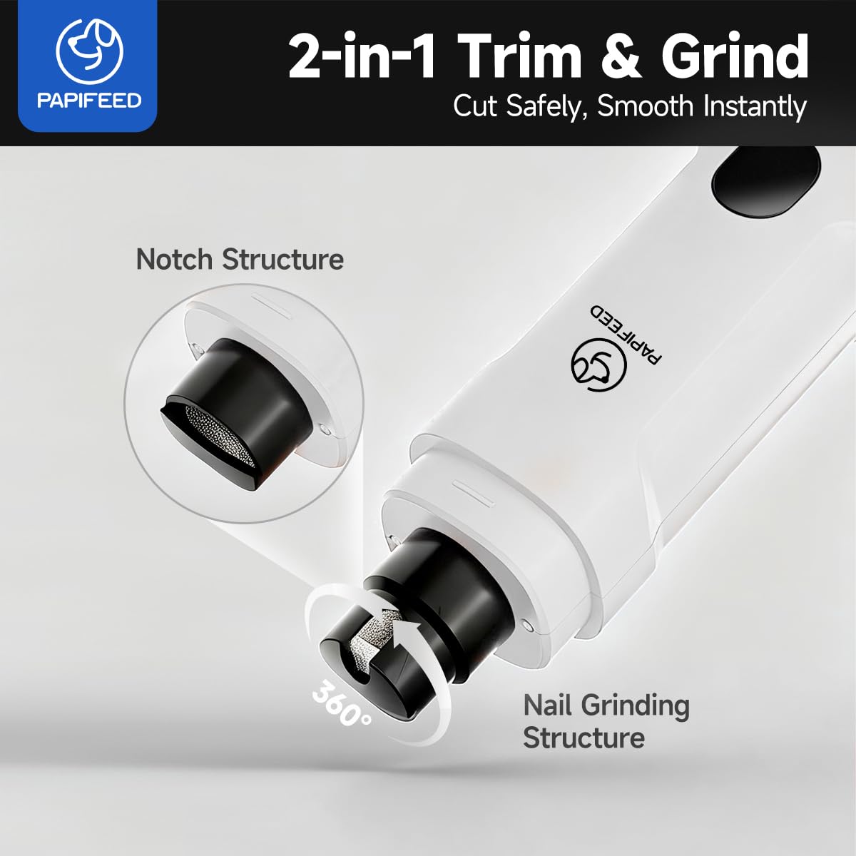 Ultra Quiet 3-Speed Rechargeable Dog Nail Grinder with LED Light S448796