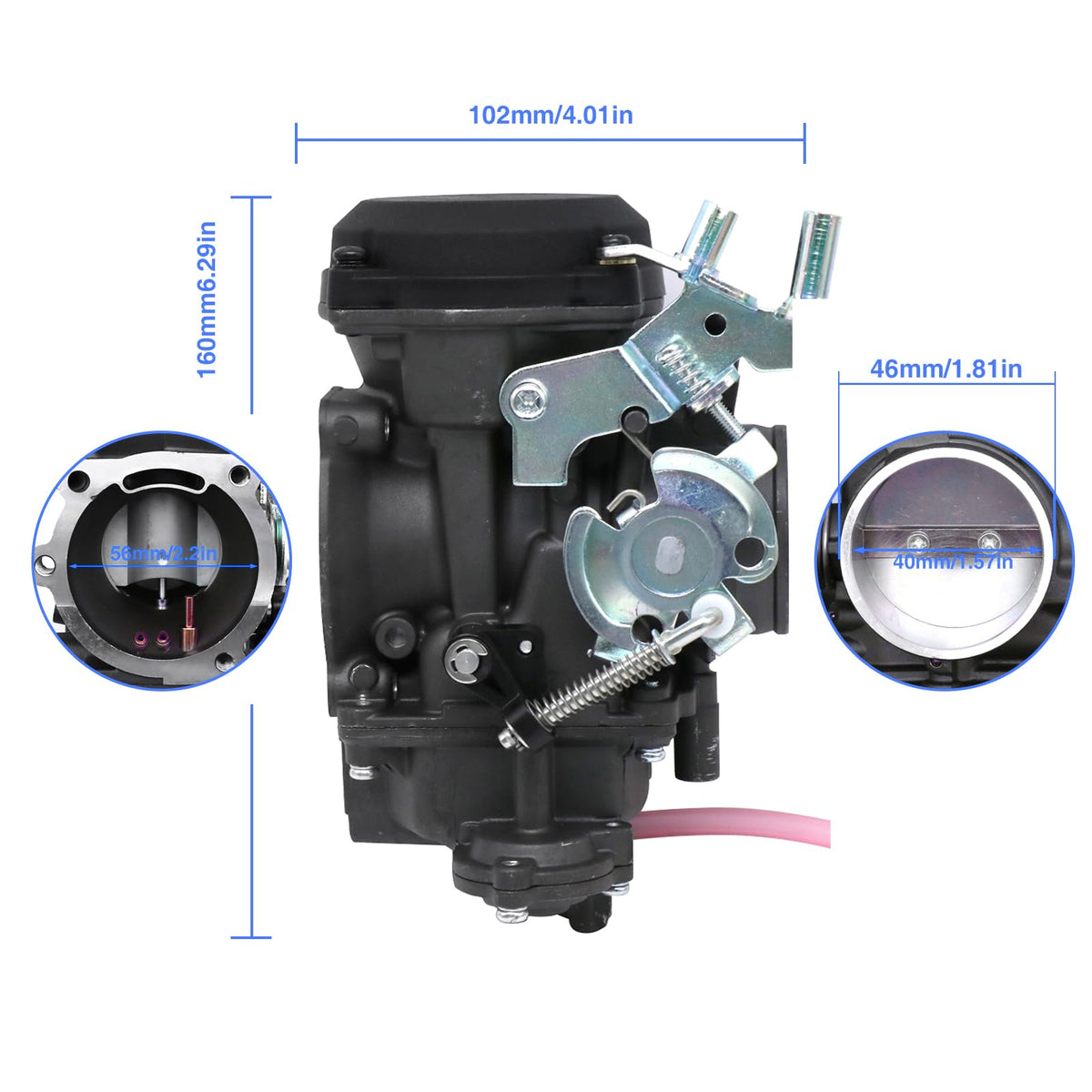 CV40 Carburetor Replacement with Starter Valve Set Main Jets Slow Jets Air Fuel Mixture Screw Kit O8145