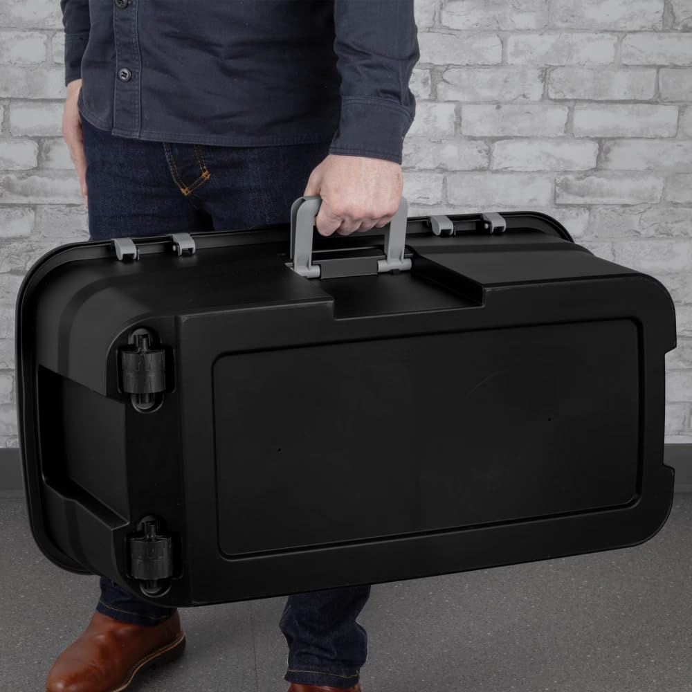 Black 22 Gallon Wheeled Plastic Storage Trunk F8308