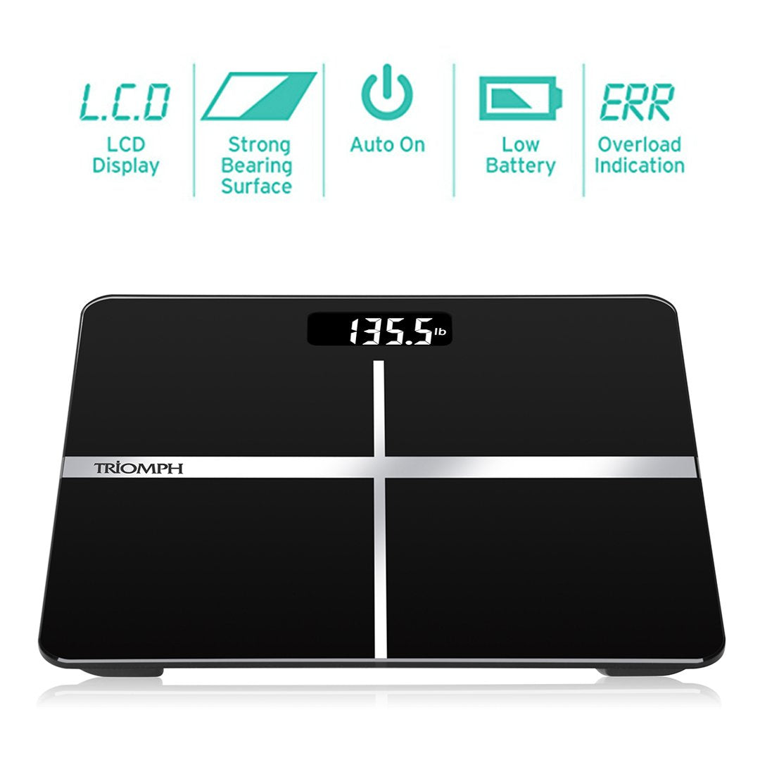 Black Digital Bathroom Scale with Backlit Display G749475