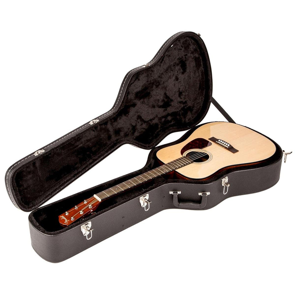 Black Flat-Top Dreadnought Acoustic Guitar Case with 1-inch Foam Padding L3263