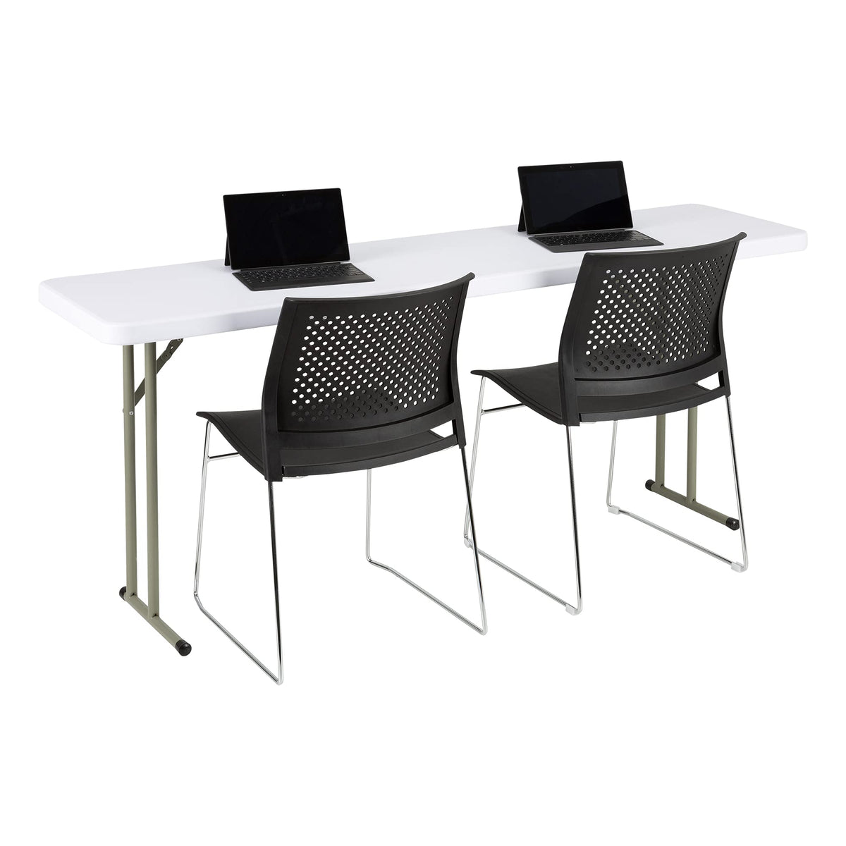 White Rectangular Blow-Molded Plastic Folding Training Table Z83087