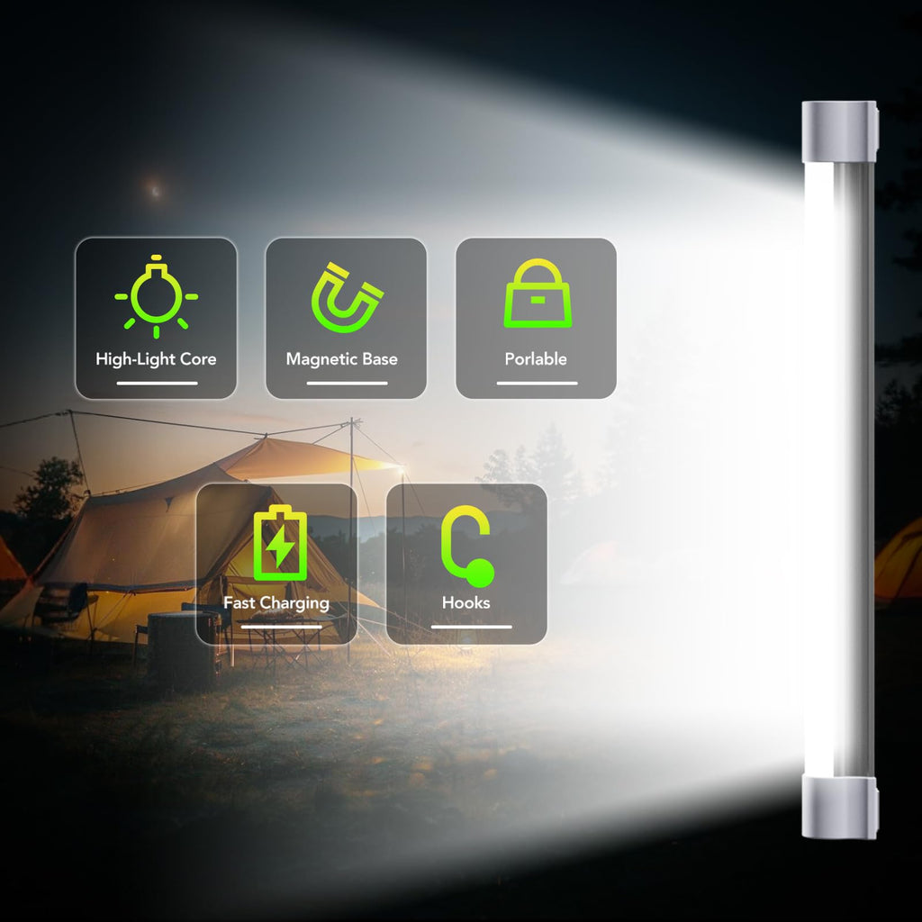 LED Tube Magnetic Work Light 6000Lumens 10400mAh USB Rechargeable G920