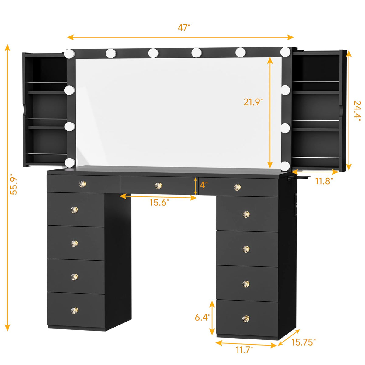 Black Vanity Desk with Mirror O874
