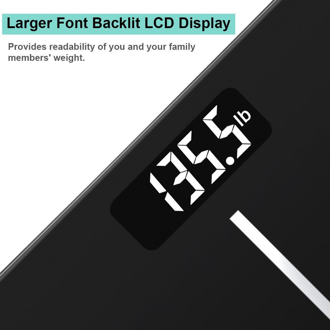 Black Digital Bathroom Scale with Backlit Display G749475
