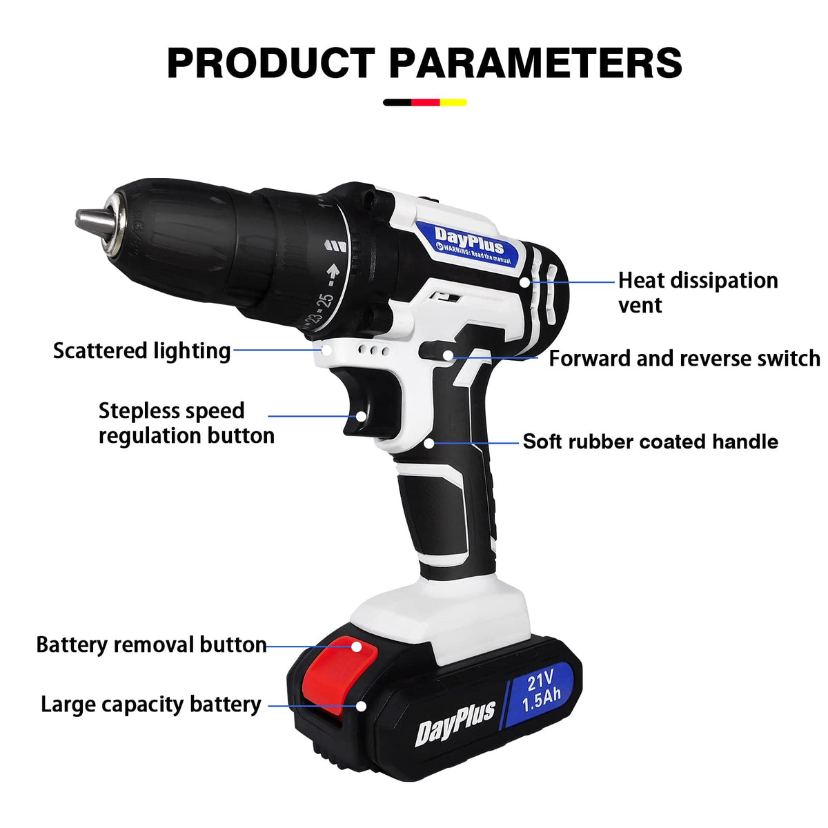 21V Cordless Drill Set with Battery and Fast Charger L2092