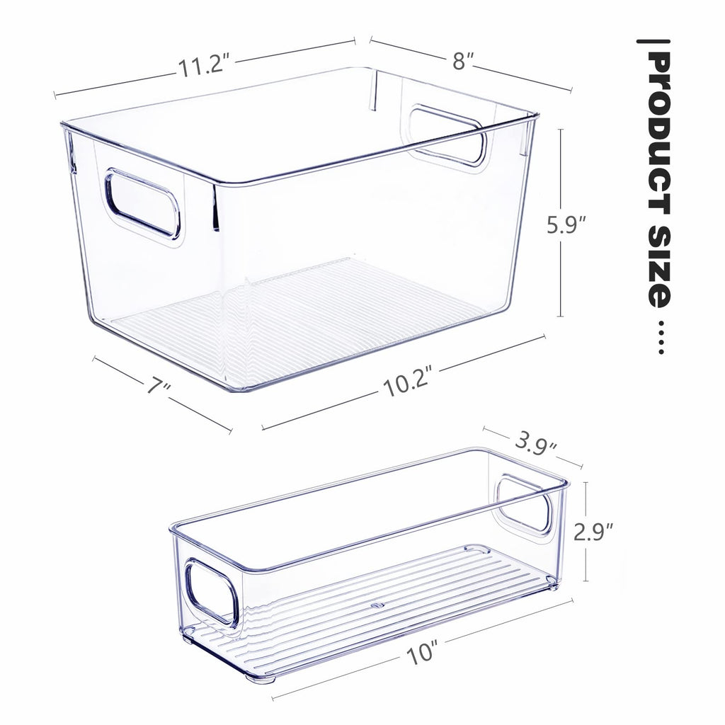 Set of 8 Clear Plastic Stackable Storage Bins O101054