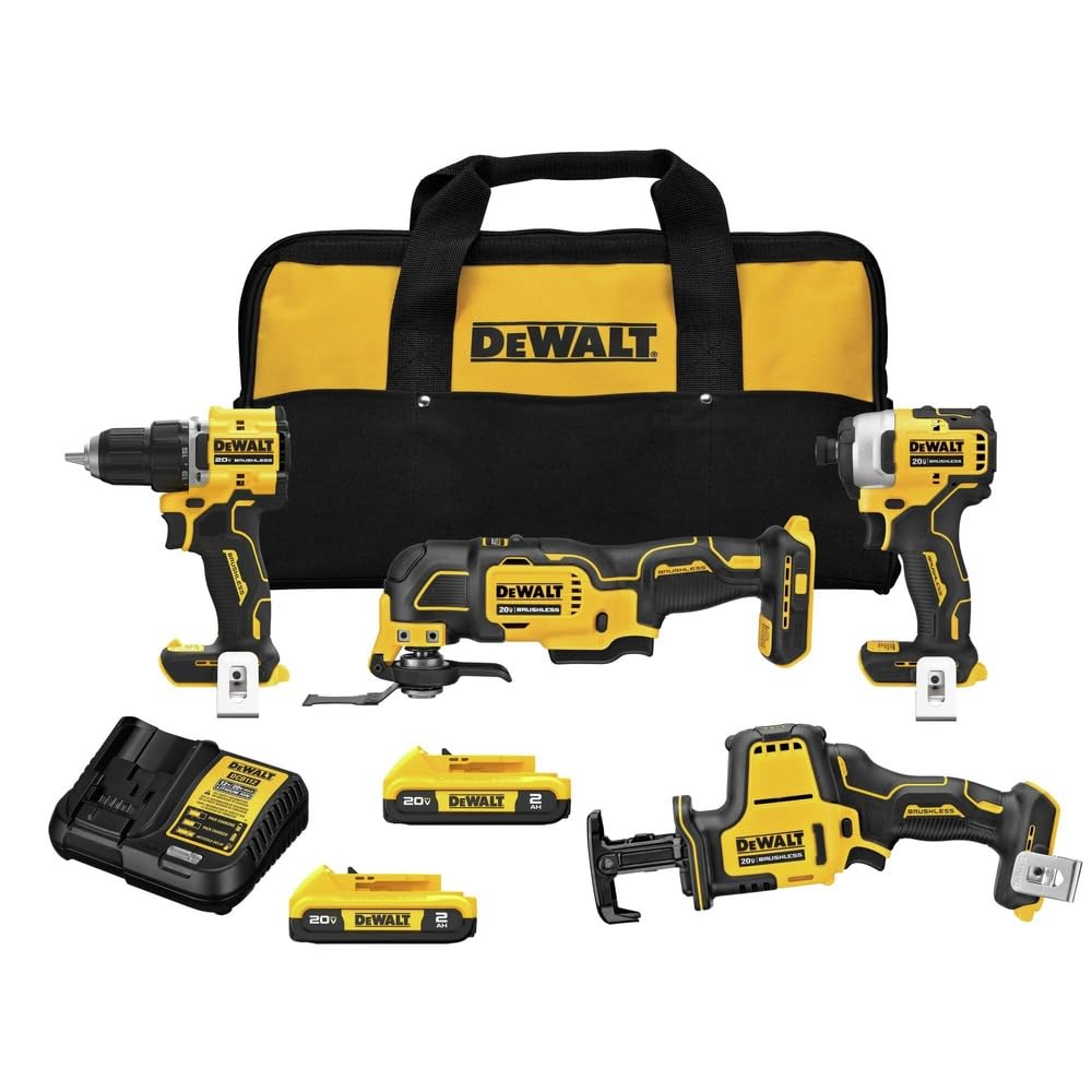 20-Volt Lithium-Ion Cordless Brushless Combo Kit 4-Tool with 2.0Ah Batteries D9321