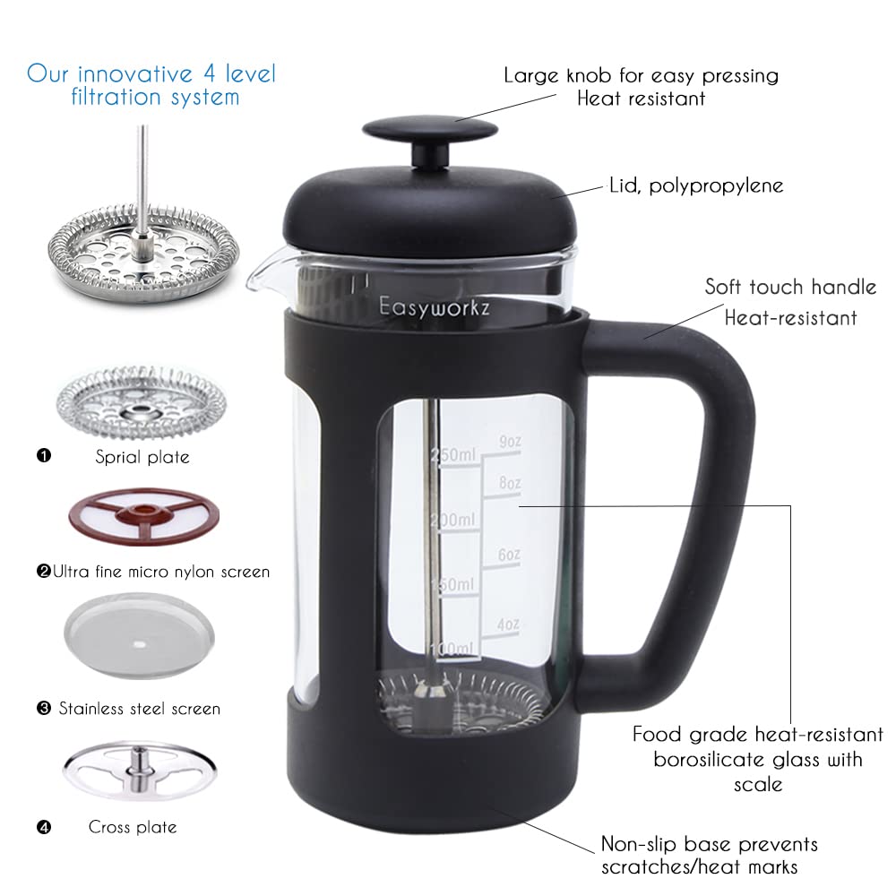 12 oz French Press Coffee Tea Maker with Measuring Coffee Spoon J848527