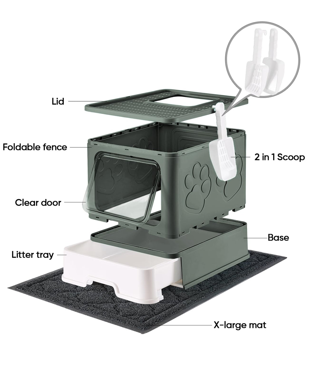 X-Large Cat Litter Box with Litter Mat and Scoop M7757