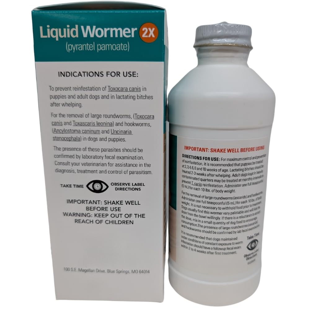 2 oz Pyrantel Pamoate Liquid Wormer for Dogs and Puppies N77266