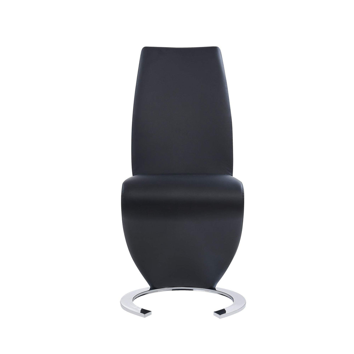 Set of Two Black and Silver Faux Leather Dining Chairs A1399