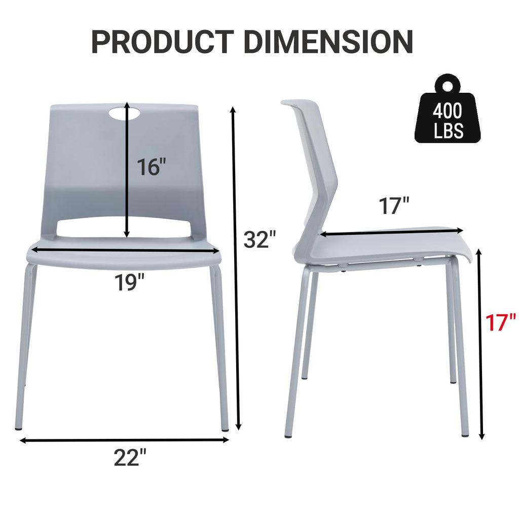 Grey Stack Chairs Set of 4 with Metal Legs F9678