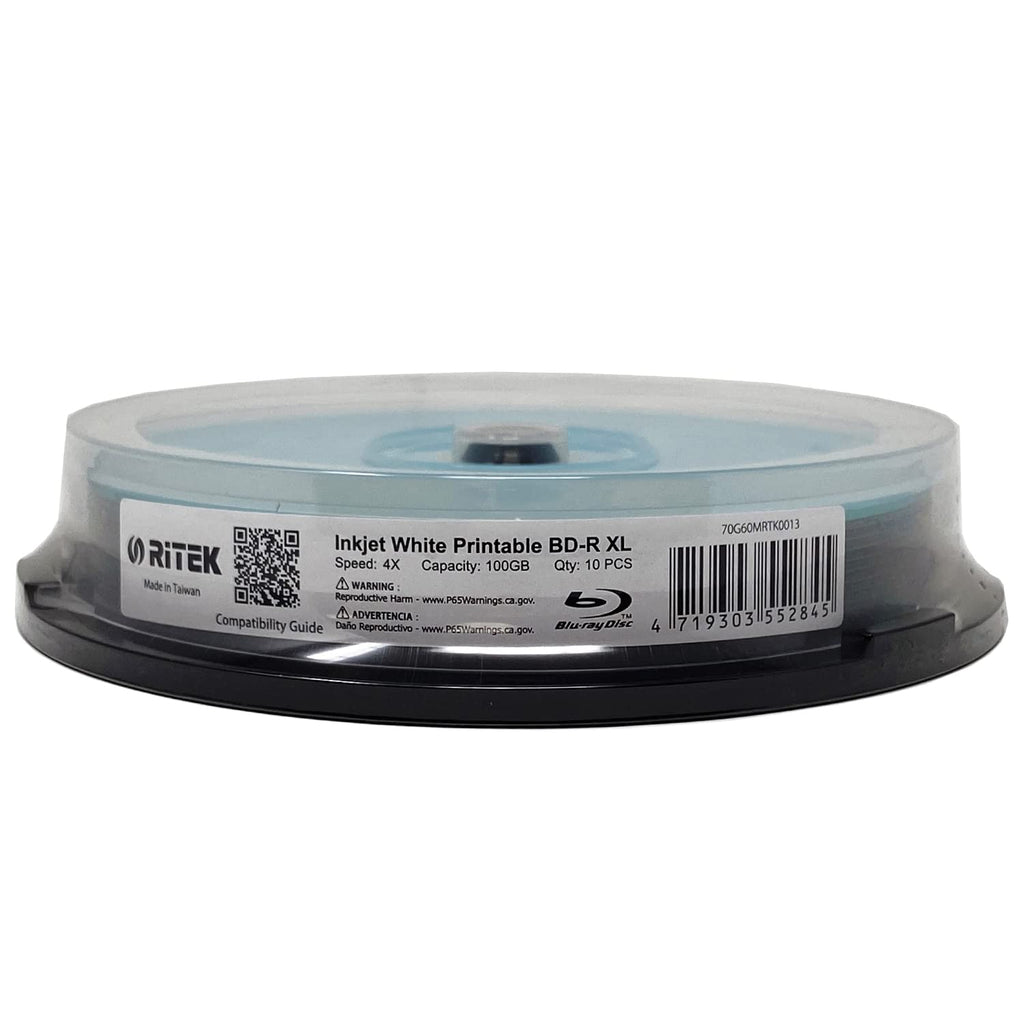 10 Pack 100GB White Inkjet Printable BD-R XL Disc R514