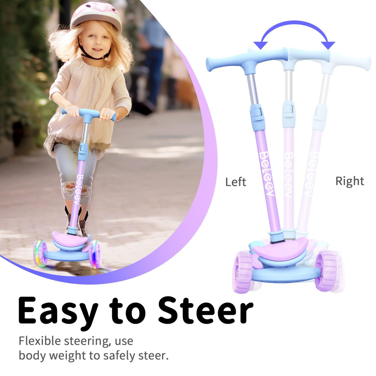 3 Wheel Folding Kick Scooter with LED Light-Up Wheels B247
