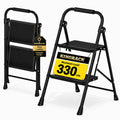 2 Step Folding Step Stool with Handrail Black Z16982